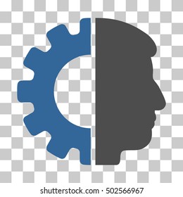 Cobalt And Gray Android Head toolbar pictogram. Vector pictogram style is a flat bicolor symbol on chess transparent background.