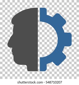 Cobalt And Gray Android Head toolbar icon. Vector pictograph style is a flat bicolor symbol on chess transparent background.