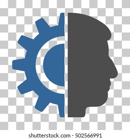 Cobalt And Gray Android Robotics interface toolbar icon. Vector pictograph style is a flat bicolor symbol on chess transparent background.