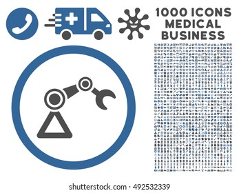 Cobalt And Gray Artificial Manipulator vector bicolor rounded icon. Image style is a flat icon symbol inside a circle, white background. Bonus clip art includes 1000 healthcare business elements.