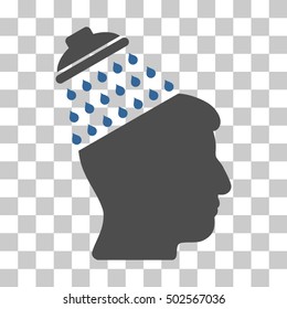 Cobalt And Gray Brain Shower toolbar pictogram. Vector pictogram style is a flat bicolor symbol on chess transparent background.