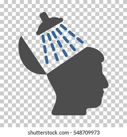 Cobalt And Gray Brain Washing interface icon. Vector pictograph style is a flat bicolor symbol on chess transparent background.