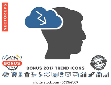 Cobalt And Gray Brainstorming pictograph with bonus 2017 trend elements. Vector illustration style is flat iconic bicolor symbols, white background.
