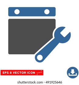 Cobalt And Gray Calendar Tuning EPS vector pictogram. Illustration style is flat iconic bicolor symbol on a white background.