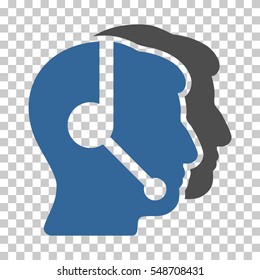 Cobalt And Gray Call Center Operators interface toolbar pictogram. Vector pictograph style is a flat bicolor symbol on chess transparent background.