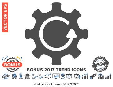 Cobalt And Gray Cog Rotation Direction icon with bonus 2017 trend elements. Vector illustration style is flat iconic bicolor symbols, white background.