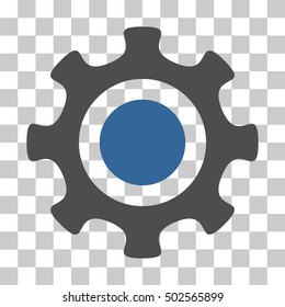Cobalt And Gray Cogwheel toolbar icon. Vector pictograph style is a flat bicolor symbol on chess transparent background.