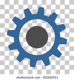 Cobalt And Gray Cogwheel toolbar icon. Vector pictograph style is a flat bicolor symbol on chess transparent background.