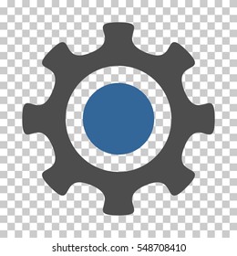Cobalt And Gray Cogwheel toolbar icon. Vector pictogram style is a flat bicolor symbol on chess transparent background.