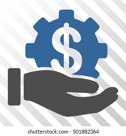 Cobalt And Gray Development Service toolbar pictogram. Vector pictogram style is a flat bicolor symbol on diagonal hatch transparent background.