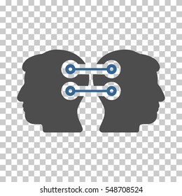 Cobalt And Gray Dual Heads Interface Connection interface toolbar pictogram. Vector pictogram style is a flat bicolor symbol on chess transparent background.