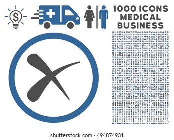Cobalt And Gray Erase vector bicolor rounded icon. Image style is a flat icon symbol inside a circle, white background. Bonus clipart is 1000 medical business pictographs.