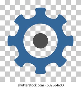Cobalt And Gray Gear interface pictogram. Vector pictogram style is a flat bicolor symbol on chess transparent background.