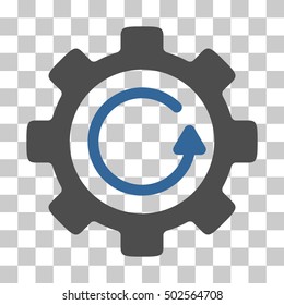 Cobalt And Gray Gear Rotation Direction interface toolbar icon. Vector pictograph style is a flat bicolor symbol on chess transparent background.