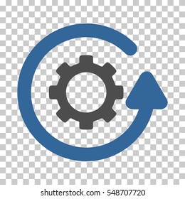 Cobalt And Gray Gearwheel Rotation Direction interface toolbar pictogram. Vector pictograph style is a flat bicolor symbol on chess transparent background.