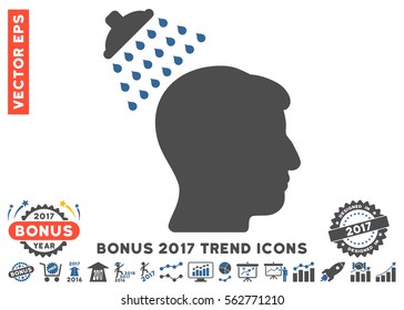 Cobalt And Gray Head Shower pictograph with bonus 2017 trend elements. Vector illustration style is flat iconic bicolor symbols, white background.