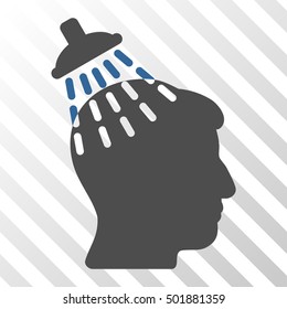 Cobalt And Gray Head Shower toolbar pictogram. Vector pictograph style is a flat bicolor symbol on diagonal hatch transparent background.