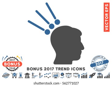 Cobalt And Gray Head Test Connectors icon with bonus 2017 year trend clip art. Vector illustration style is flat iconic bicolor symbols, white background.