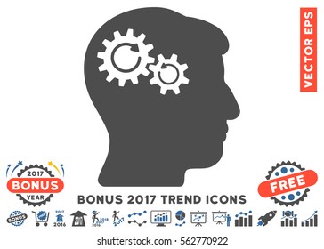 Cobalt And Gray Head Wheels Rotation pictogram with bonus 2017 trend pictures. Vector illustration style is flat iconic bicolor symbols, white background.