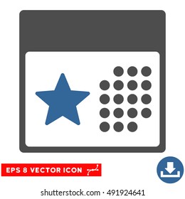 Cobalt And Gray Holiday Calendar EPS vector pictograph. Illustration style is flat iconic bicolor symbol on a white background.
