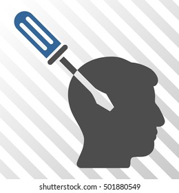 Cobalt And Gray Intellect Screwdriver Tuning toolbar icon. Vector pictograph style is a flat bicolor symbol on diagonal hatch transparent background.