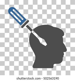 Cobalt And Gray Intellect Screwdriver Tuning toolbar icon. Vector pictograph style is a flat bicolor symbol on chess transparent background.