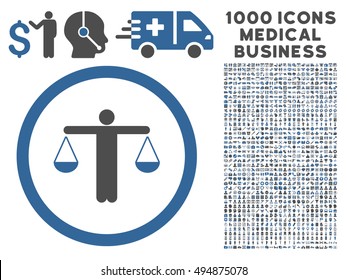 Cobalt And Gray Lawyer vector bicolor rounded icon. Image style is a flat icon symbol inside a circle, white background. Bonus set has 1000 healthcare business symbols.