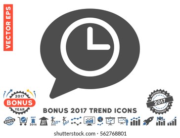 Cobalt And Gray Message Time pictograph with bonus 2017 trend clip art. Vector illustration style is flat iconic bicolor symbols, white background.