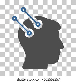 Cobalt And Gray Neural Interface Connectors interface toolbar pictogram. Vector pictogram style is a flat bicolor symbol on chess transparent background.