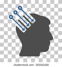 Cobalt And Gray Neuro Interface toolbar icon. Vector pictograph style is a flat bicolor symbol on chess transparent background.