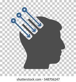 Cobalt And Gray Neuro Interface interface toolbar pictogram. Vector pictograph style is a flat bicolor symbol on chess transparent background.