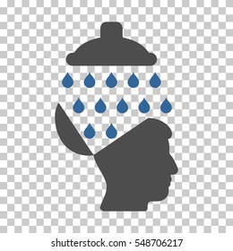 Cobalt And Gray Open Brain Shower toolbar icon. Vector pictogram style is a flat bicolor symbol on chess transparent background.