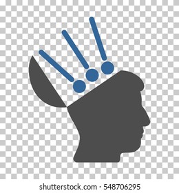 Cobalt And Gray Open Mind Interface interface pictogram. Vector pictograph style is a flat bicolor symbol on chess transparent background.