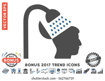 Cobalt And Gray Open Mind Shower pictogram with bonus 2017 trend elements. Vector illustration style is flat iconic bicolor symbols, white background.