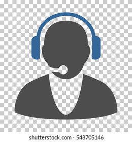 Cobalt And Gray Operator interface toolbar pictogram. Vector pictograph style is a flat bicolor symbol on chess transparent background.