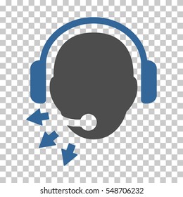 Cobalt And Gray Operator Message interface toolbar icon. Vector pictogram style is a flat bicolor symbol on chess transparent background.