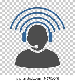 Cobalt And Gray Operator Radio Signal interface toolbar pictogram. Vector pictograph style is a flat bicolor symbol on chess transparent background.