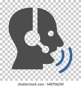 Cobalt And Gray Operator Speech Sound Waves interface icon. Vector pictogram style is a flat bicolor symbol on chess transparent background.