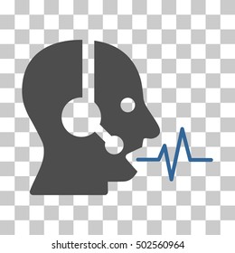 Cobalt And Gray Operator Speech toolbar pictogram. Vector pictogram style is a flat bicolor symbol on chess transparent background.