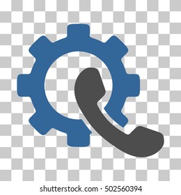 Cobalt And Gray Phone Configuration interface toolbar icon. Vector pictogram style is a flat bicolor symbol on chess transparent background.