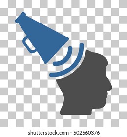 Cobalt And Gray Propaganda Megaphone interface toolbar icon. Vector pictograph style is a flat bicolor symbol on chess transparent background.