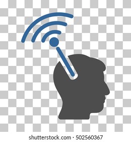 Cobalt And Gray Radio Neural Interface toolbar icon. Vector pictograph style is a flat bicolor symbol on chess transparent background.