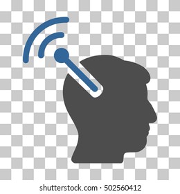 Cobalt And Gray Radio Neural Interface interface toolbar icon. Vector pictogram style is a flat bicolor symbol on chess transparent background.