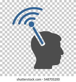 Cobalt And Gray Radio Neural Interface interface icon. Vector pictogram style is a flat bicolor symbol on chess transparent background.