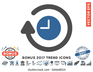 Cobalt And Gray Repeat Clock pictogram with bonus 2017 year trend pictograph collection. Vector illustration style is flat iconic bicolor symbols, white background.