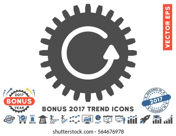 Cobalt And Gray Rotate Cog pictogram with bonus 2017 trend clip art. Vector illustration style is flat iconic bicolor symbols, white background.