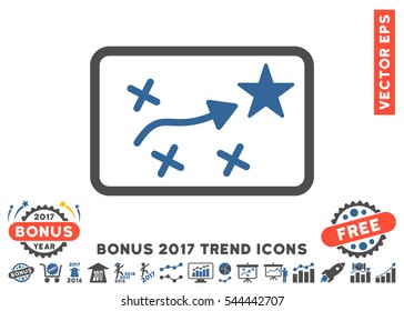 Cobalt And Gray Route Plan pictogram with bonus 2017 year trend clip art. Vector illustration style is flat iconic bicolor symbols, white background.