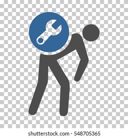 Cobalt And Gray Service Courier toolbar pictogram. Vector pictograph style is a flat bicolor symbol on chess transparent background.