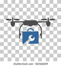 Cobalt And Gray Service Drone toolbar icon. Vector pictogram style is a flat bicolor symbol on chess transparent background.