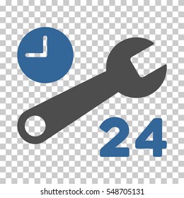 Cobalt And Gray Service Hours toolbar pictogram. Vector pictogram style is a flat bicolor symbol on chess transparent background.